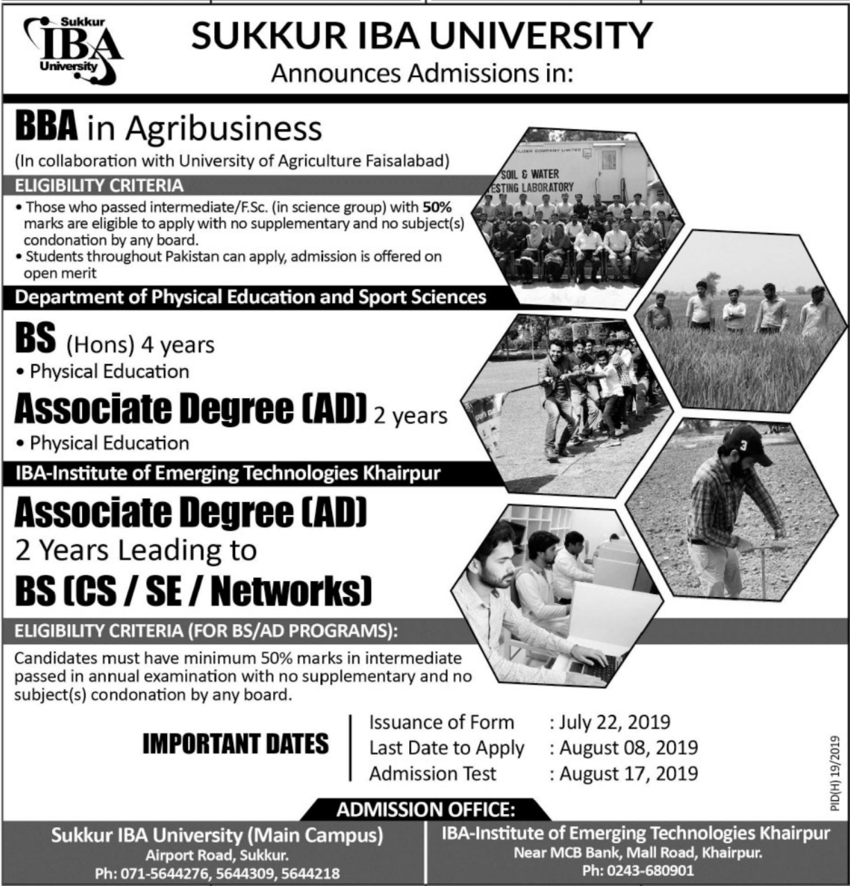 Sukkur IBA University Admissions 2019