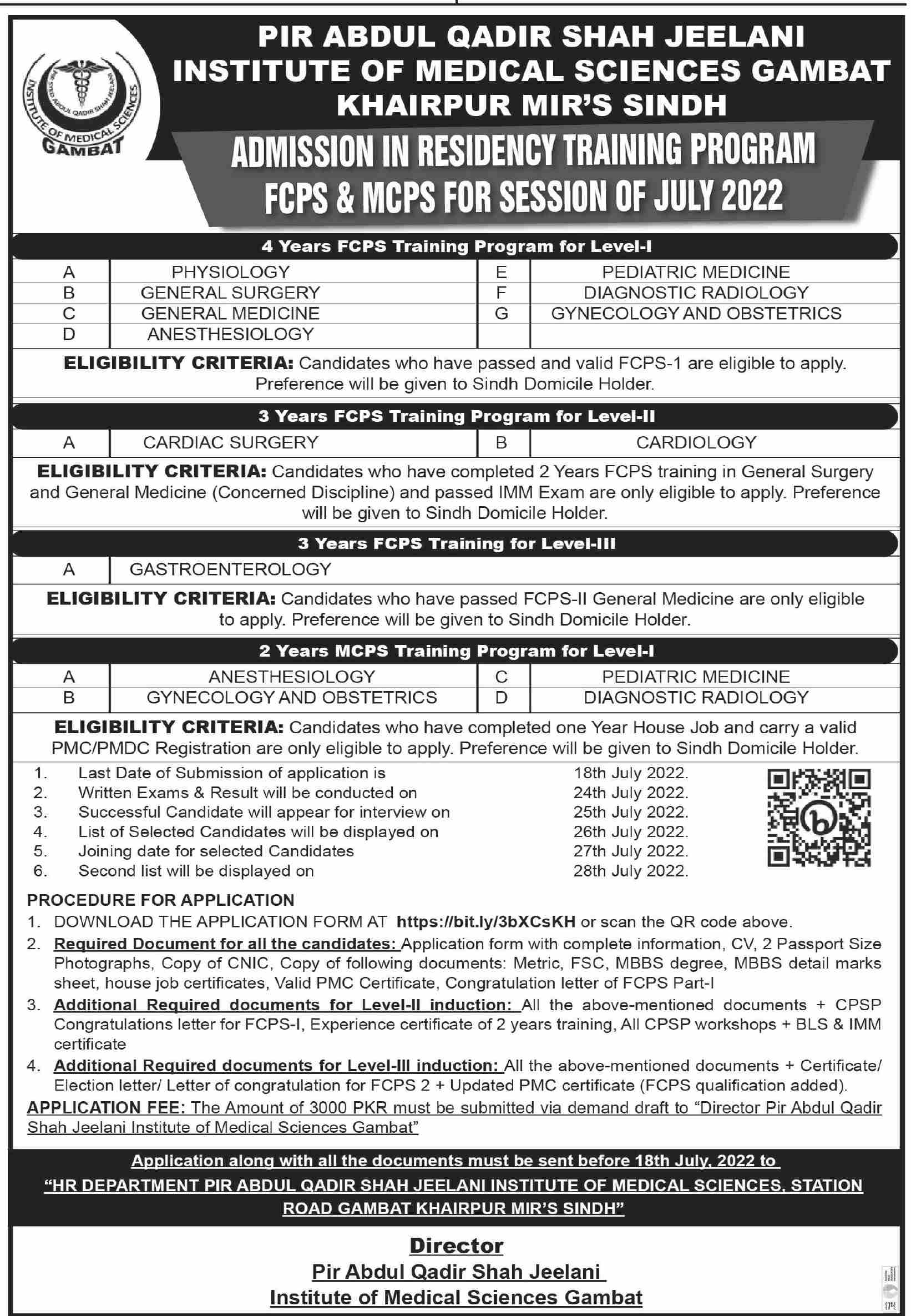 Gambat Institute of Medical Sciences FCPS Admissions 2022 Result.pk