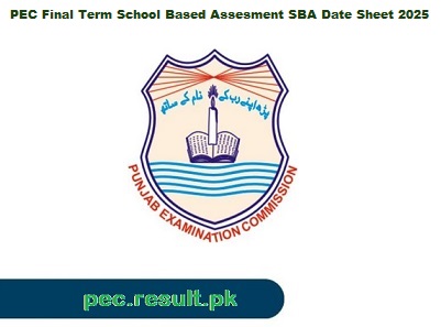 PEC Final Term School Based Assesment SBA Date Sheet 2025